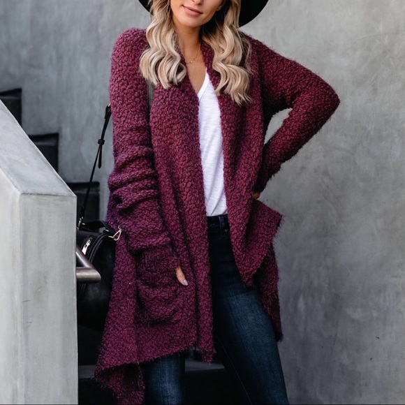 1 LEFT SALE‼️Emma Wrap Me up Cardigan-Wine - Picture 2 of 7